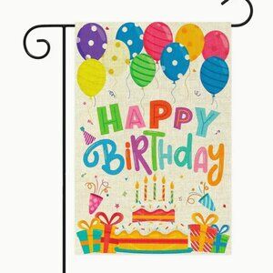 1pc, Happy Birthday Garden Flag, Yard Signs, Vertical Double Sided, Readable